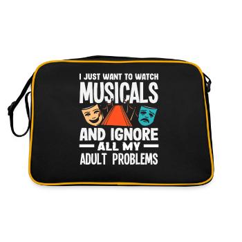 Musical Liebhaber Ich Will Musicals Sehen - Retro Tasche - Schwarz/Gold - Hinten