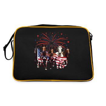 Ich Liebe Meinen Percheron An Die Scheune Und - Retro Tasche - Schwarz/Gold - Hinten