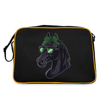 Ich Liebe Meinen Percheron An Die Scheune Und - Retro Tasche - Schwarz/Gold - Hinten
