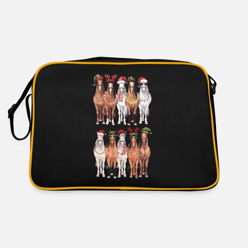 Chevaux percherons avec chapeaux de Noël Sac Retro