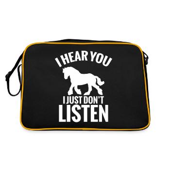 Percheron Horse Ich Höre Dich, Ich Höre Nur Nicht - Retro Tasche - Schwarz/Gold - Hinten