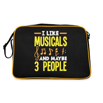 Ich Mag Musicals Und Vielleicht 3 Leute Musical - Retro Tasche - Schwarz/Gold - Hinten