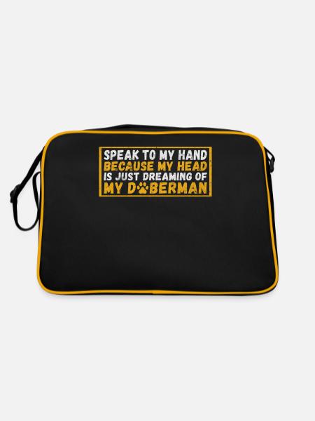Doberman Gifts - Retro Tasche - Schwarz/Gold - Hinten