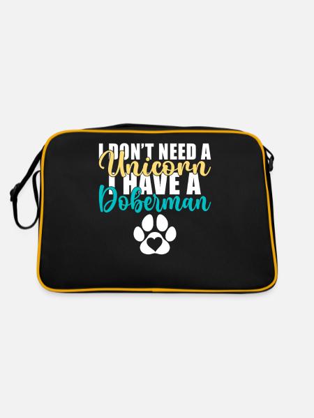 Doberman Gifts - Retro Tasche - Schwarz/Gold - Hinten
