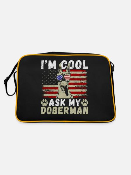 Doberman Gifts - Retro Tasche - Schwarz/Gold - Hinten