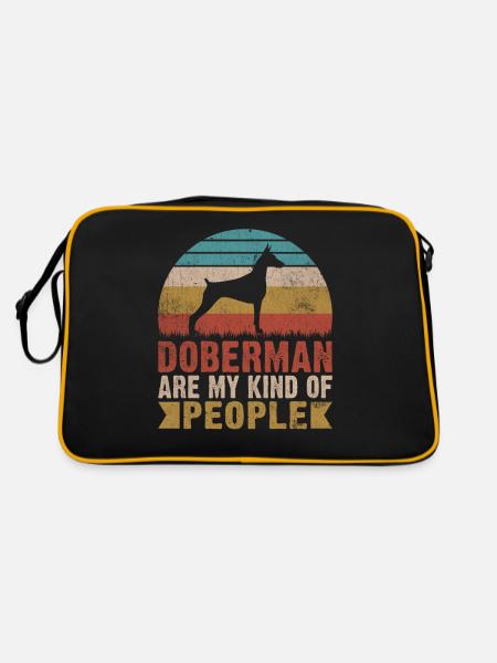Doberman Gifts - Retro Tasche - Schwarz/Gold - Hinten