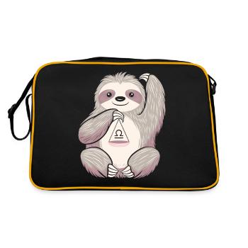 Libra Zodiac Sign Sloth with Omega Symbol - Retro Bag - black/gold - Back