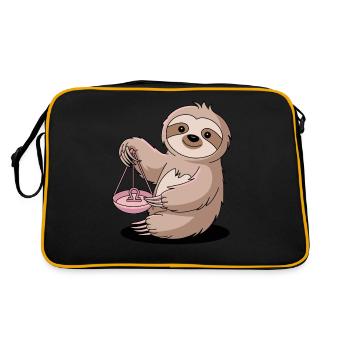 Libra Zodiac Sign Sloth with Libra - Retro Bag - black/gold - Back