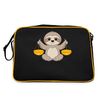 Libra Zodiac Sign Sloth Harmony - Retro Bag - black/gold - Back