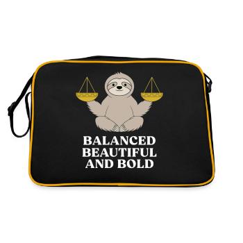 Libra Zodiac Sloth: balanced, beautiful and - Retro Bag - black/gold - Back