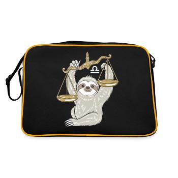 Libra Faultier Waage Sternzeichen - Retro Tasche - Schwarz/Gold - Hinten
