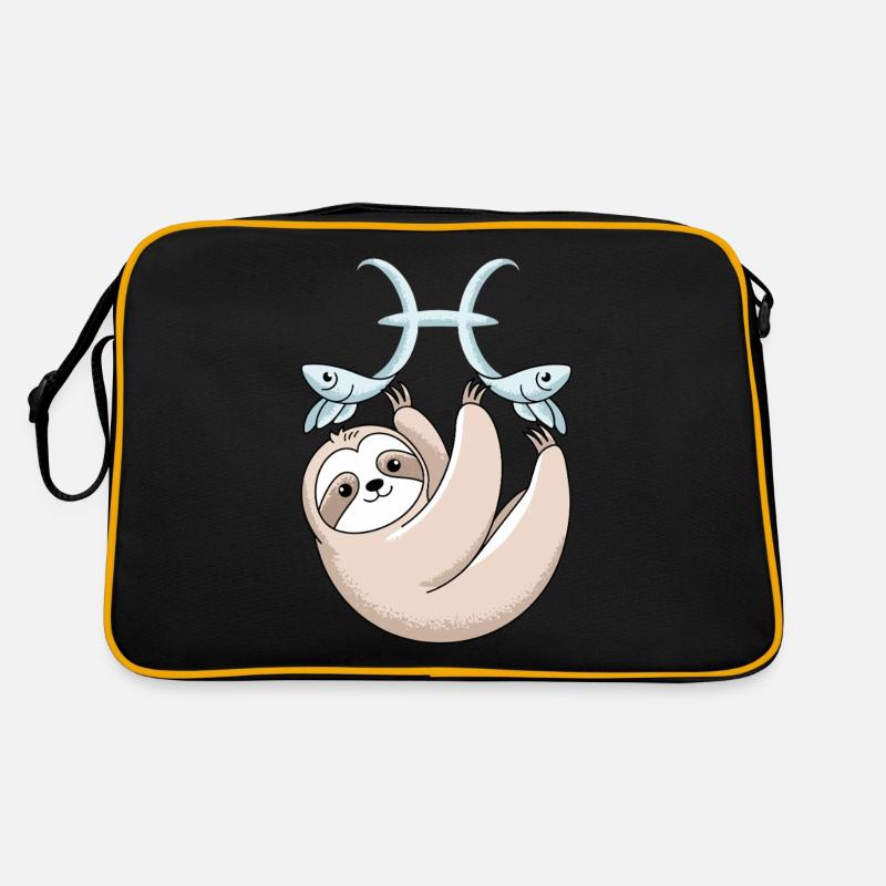 Pisces Zodiac Sign Sloth with Two Pisces Retro Bag
