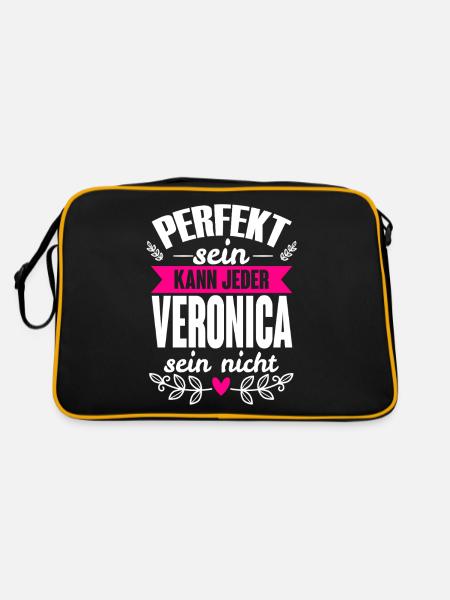 Veronica - Perfekt Sein Kann Jeder Veronica Nicht - Retro Tasche - Schwarz/Gold - Hinten