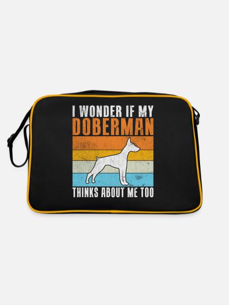 Doberman Gifts - Retro Tasche - Schwarz/Gold - Hinten