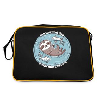 Pisces Zodiac Sloth: Swim Like a Fish - Retro Bag - black/gold - Back