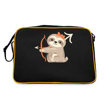 Schütze Sternzeichen Faultier Design mit Bogen - Retro Tasche - Schwarz/Gold - Hinten