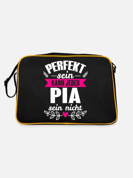 Pia - Perfekt Sein Kann Jeder Pia Sein Nicht - Retro Tasche - Schwarz/Gold - Hinten