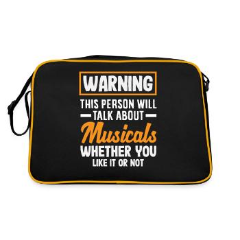 Achtung Musical Liebhaber Warnung - Retro Tasche - Schwarz/Gold - Hinten