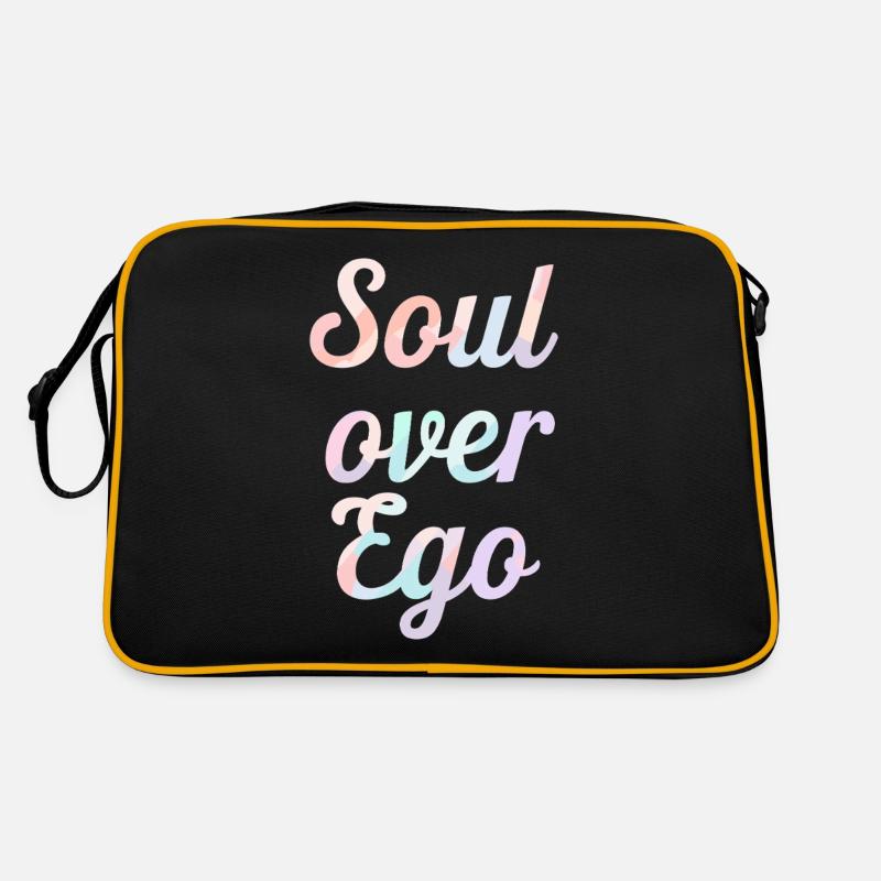 Inspiration: Seele Über Ego Zitat - Retro Tasche - Schwarz/Gold