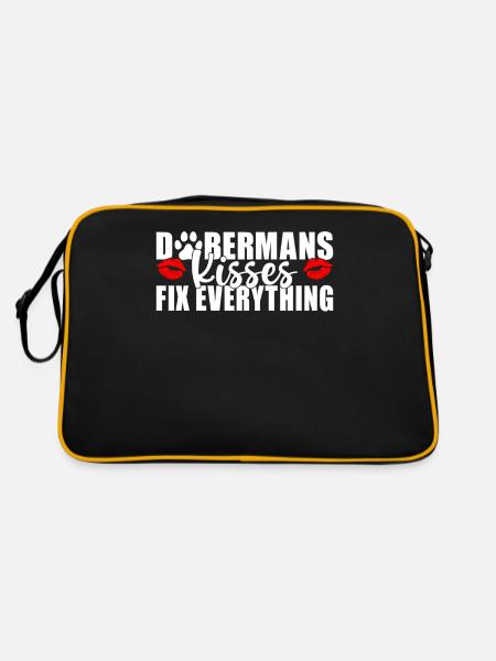 Doberman Gifts - Retro Tasche - Schwarz/Gold - Hinten