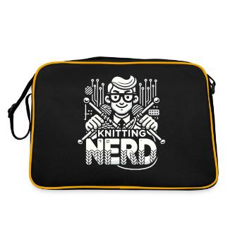 Strick-Nerd - Retro Tasche - Schwarz/Gold - Hinten