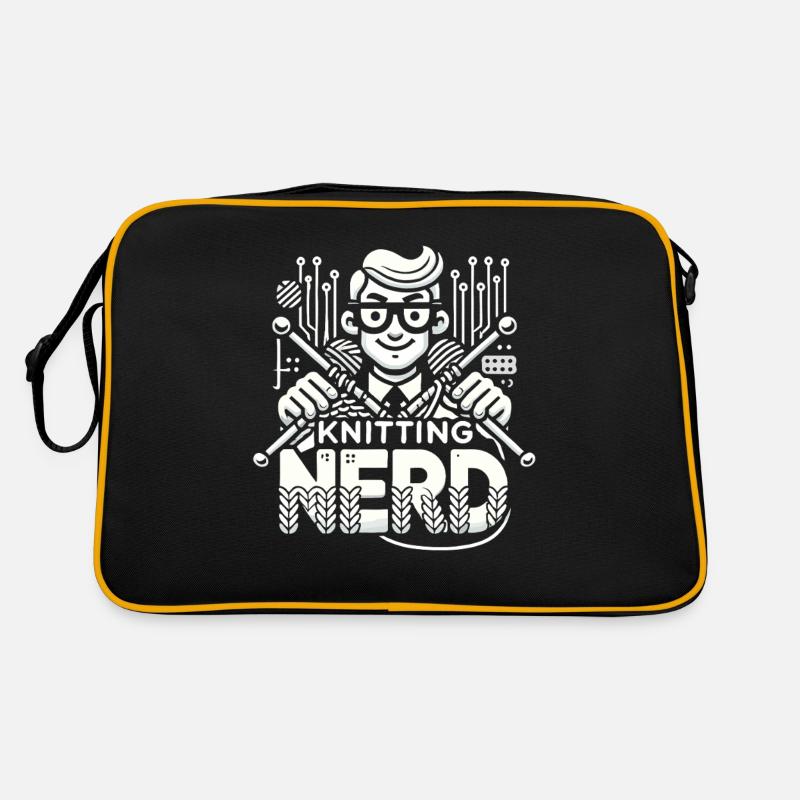 Strick-Nerd - Retro Tasche - Schwarz/Gold