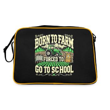 Als Landwirt geboren und gezwungen, zur Schule zu - Retro Tasche - Schwarz/Gold - Hinten