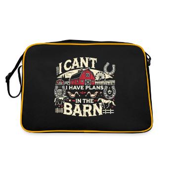 Ich kann nicht, ich habe Pläne in der Scheune - Retro Tasche - Schwarz/Gold - Hinten