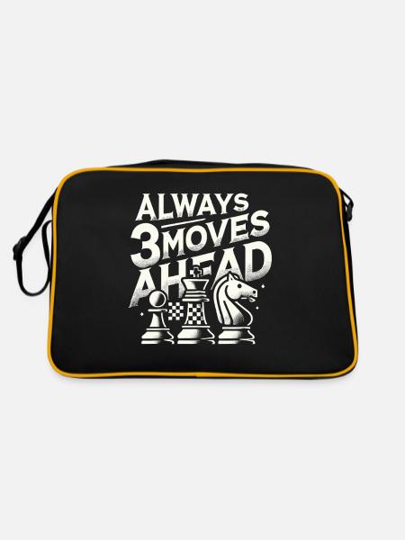 Immer 3 Züge voraus - Retro Tasche - Schwarz/Gold - Hinten