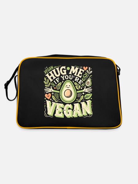 Umarme mich, wenn du Veganer bist - Retro Tasche - Schwarz/Gold - Hinten