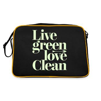 Live Green Love Clean Vegan Vegetarian - Retro Bag - black/gold - Back