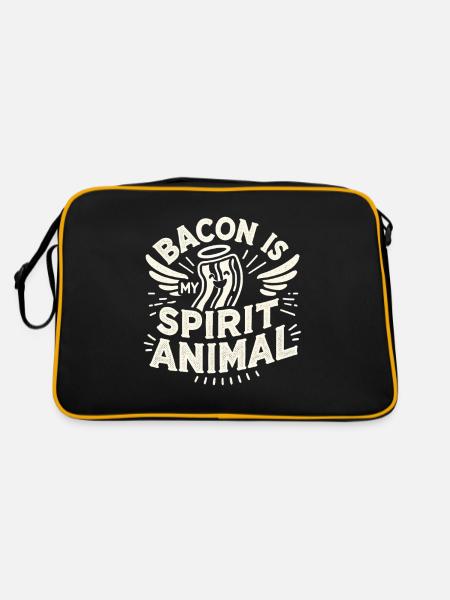 Speck ist mein Seelentier - Retro Tasche - Schwarz/Gold - Hinten