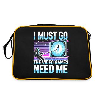 Ich muss gehen Die Videospiele brauchen mich - Retro Tasche - Schwarz/Gold - Hinten