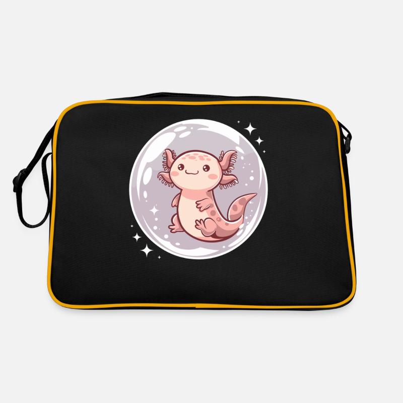 Escapades imaginatives avec Cute Axolotl dans le - Sac Retro - noir/or