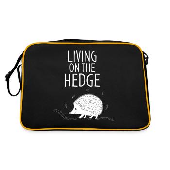 Living On The Hedge Hedgehog Cartoon Humor - Retro Bag - black/gold - Back