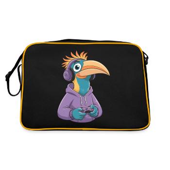 Nashornvogel - Retro Tasche - Schwarz/Gold - Hinten