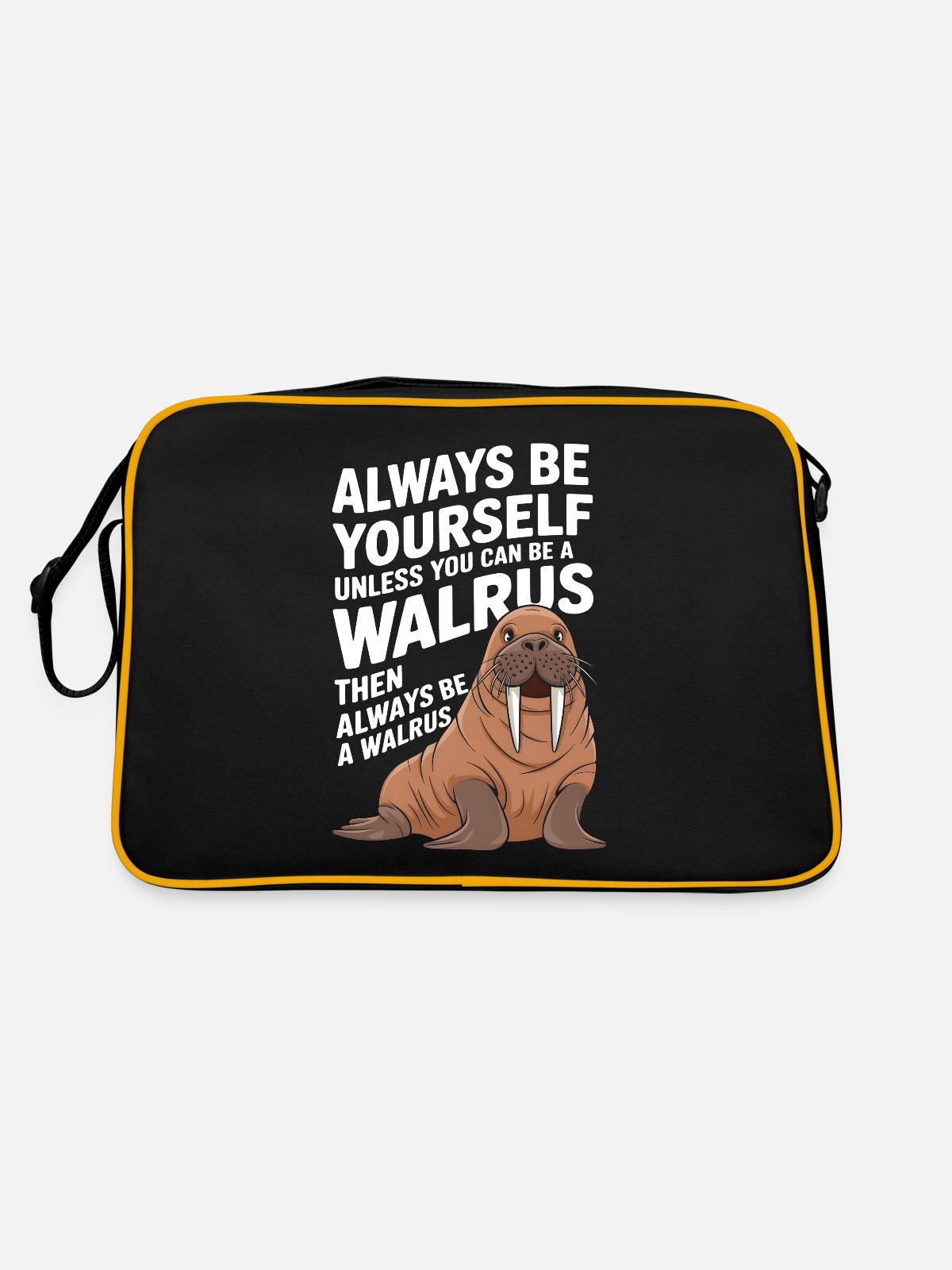 Walross - Retro Tasche - Schwarz/Gold - Hinten