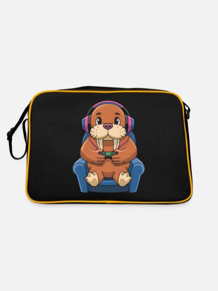 Walross - Retro Tasche - Schwarz/Gold - Hinten