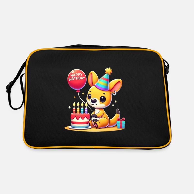 Kangaroo Kid Celebrating Birthday Retro Tasche