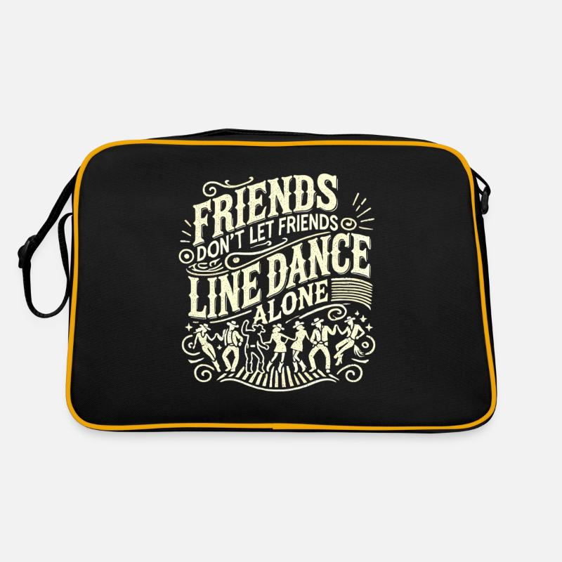 Freunde lassen Freunde nicht alleine Line Dance - Retro Tasche - Schwarz/Gold