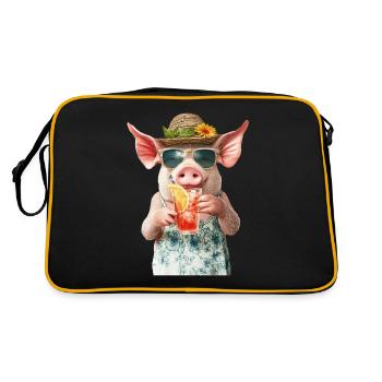 Schwein - Retro Tasche - Schwarz/Gold - Hinten