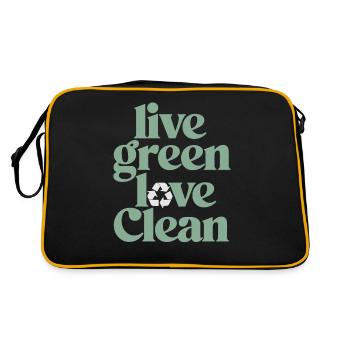 Live Green Love Clean Vegan Vegetarian - Retro Bag - black/gold - Back