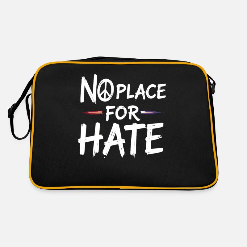 No Place for Hate Message of Peace Against Hate Retro Bag