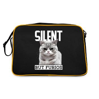 Cat Fat Fat Cat Humor Meme - Retro Bag - black/gold - Back
