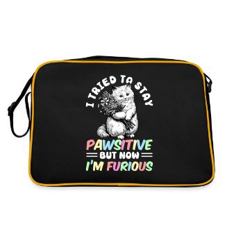 Cat Fat Fat Cat Humor Meme - Retro Bag - black/gold - Back