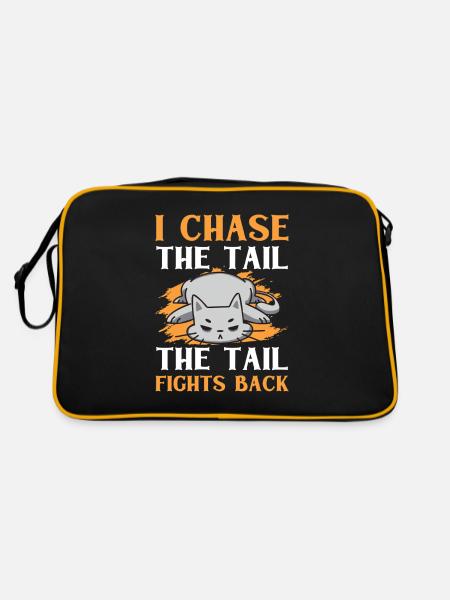 Chat Gras Gros Chat Humour Mème - Sac Retro - noir/or - Dos