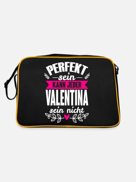 Valentina -Perfekt Sein Kann Jeder Valentina Nicht - Retro Tasche - Schwarz/Gold - Hinten