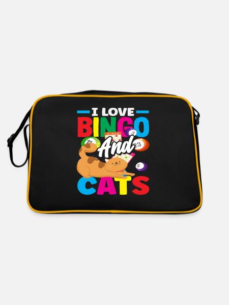 Les joueurs de bingo adorent les chats et le bingo - Sac Retro - noir/or - Dos