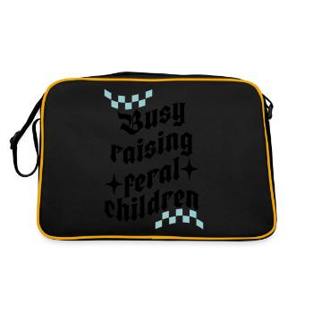 Busy Raising Feral Children, Funny Mom - Retro Bag - black/gold - Back