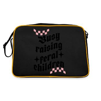 Busy Raising Feral Children, Funny Mom - Retro Bag - black/gold - Back